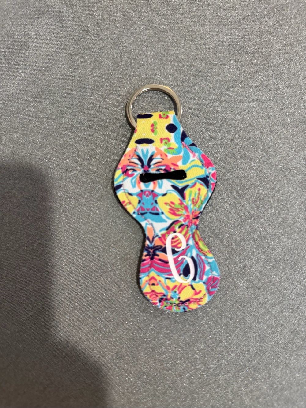 Monogram C Floral Chapstick Holder Keychain - Multicolor